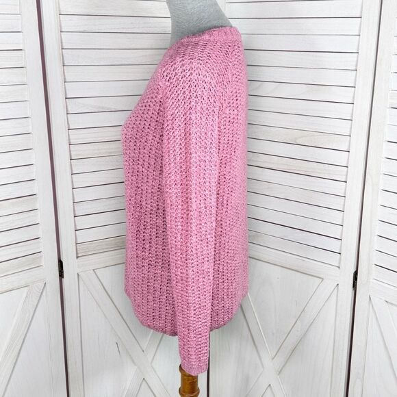 Preswick & Moore Loose Weave V-neck Sweater Rose Pink Small - Picture 2 of 13